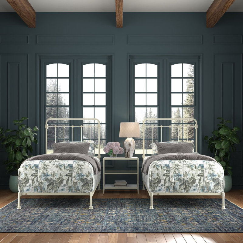 160 Picket Fence Bed | Hidden Foot Standard, Twin, Gloss Off-White