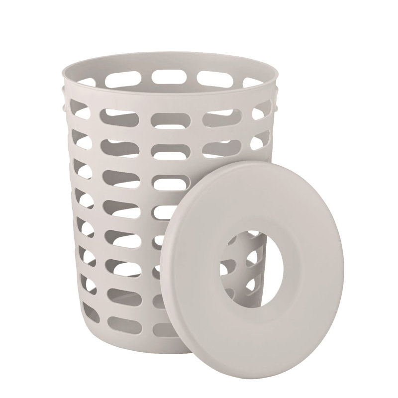 KORIE Laundry Basket with Lid - White, Beige