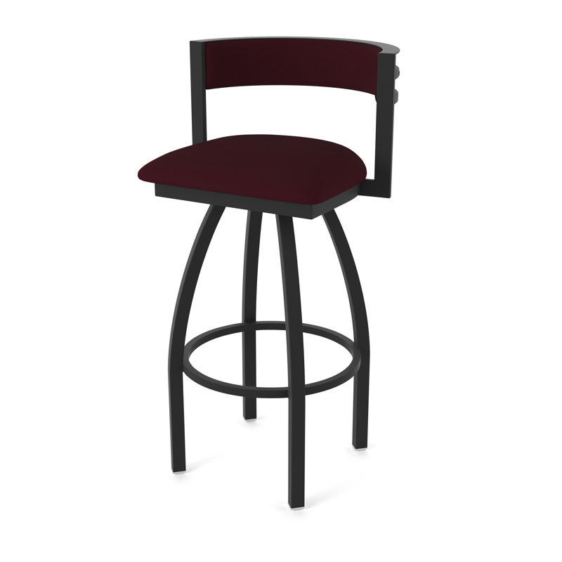 Tabouret Artémis, Noir froissé, Vinyle - bordeaux Canter, Tabouret de comptoir (siège d'une hauteur de 25 p
