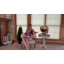 Chaise d'appoint moderne en U en mohair avec pieds en bois de noyer-1790052697
