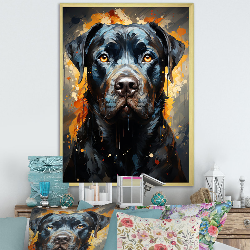 Cane Corso Confidence I sur toile, Cadre doré simple, H 32 po x l 16 po x P 1 po