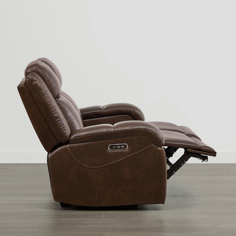 Zachery Genuine Leather Power Reclining Sofa, Dark Brown, 2