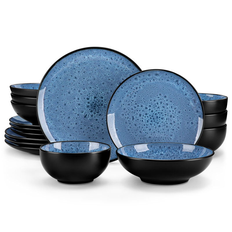 Piece Stoneware Dinnerware Set - Service for 4, Blue