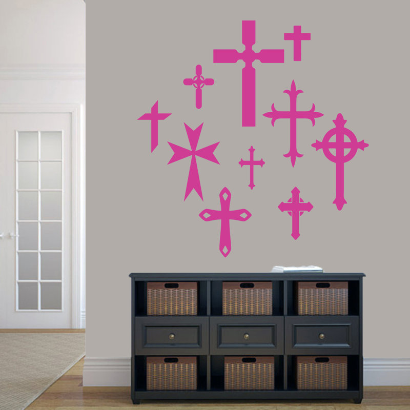 Adhésif décoratif ensemble de croix, Rose vif