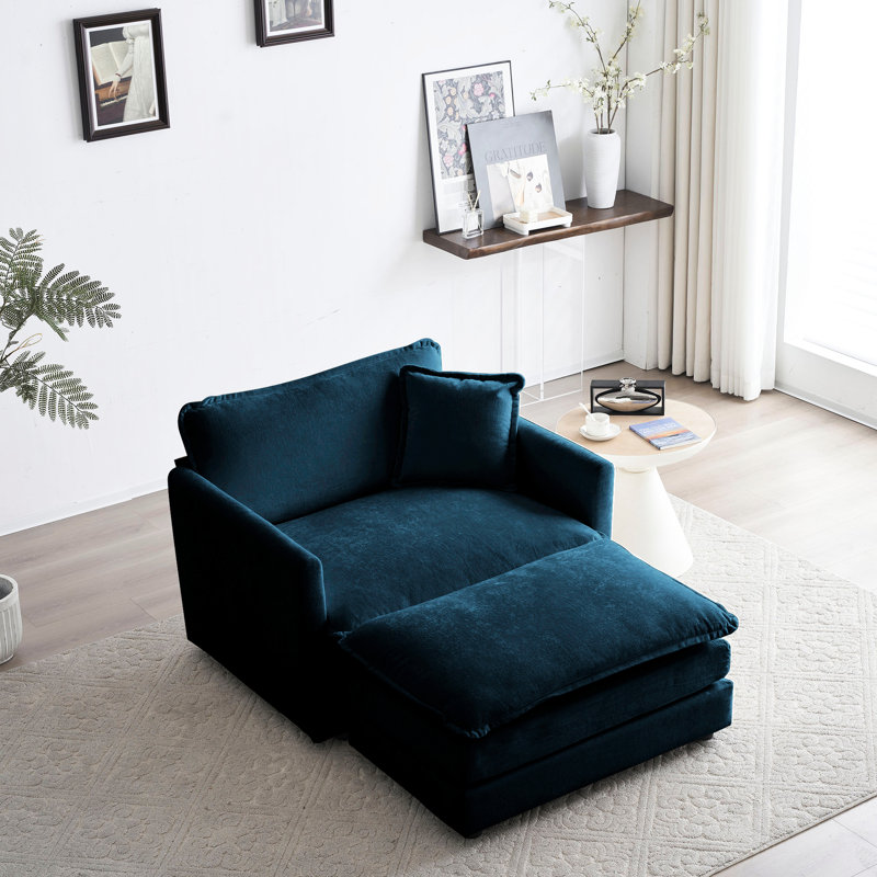Fauteuil de salon moderne en chenille bleu avec fauteuil de chambre à coucher