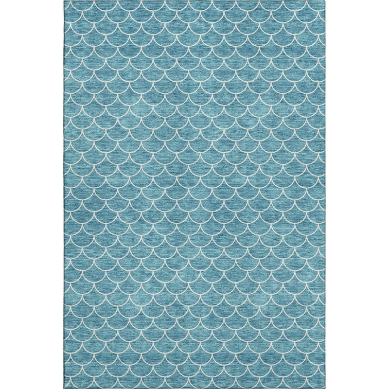 Premium Machine Washable Prisco Teal Rug, Rectangle 9' x 12'