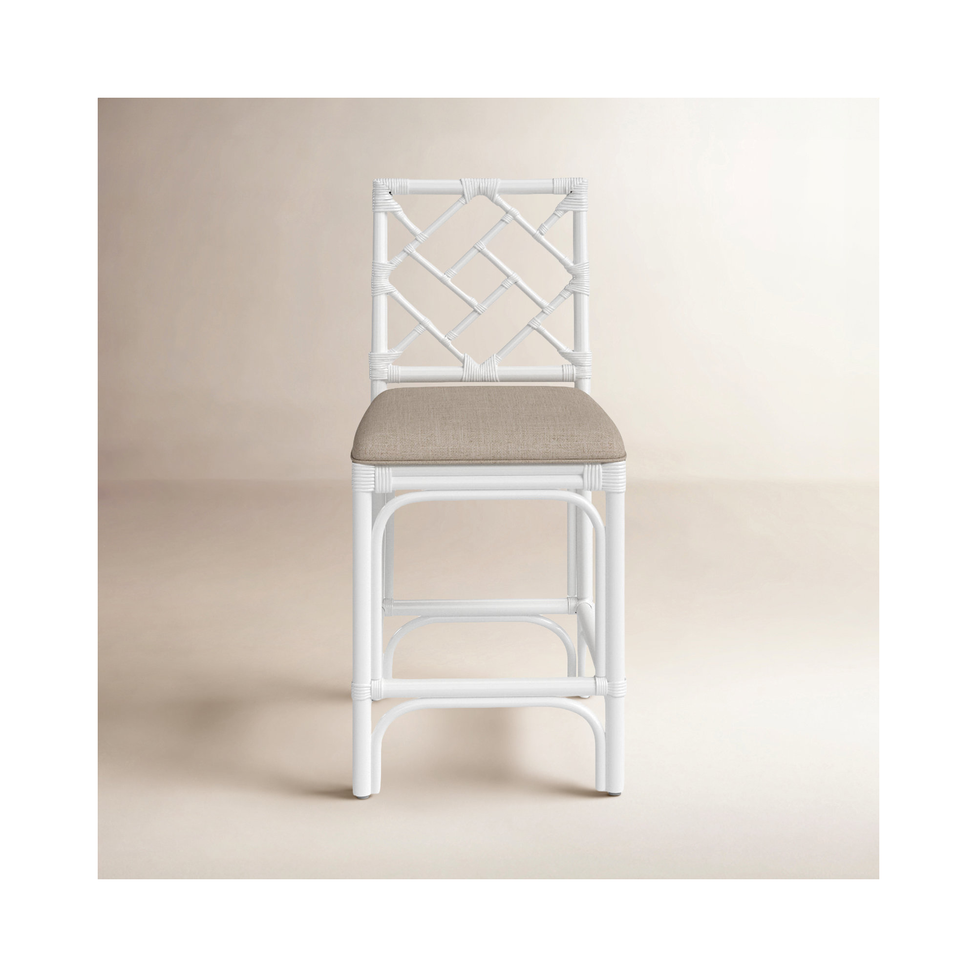 Fulton Woven Stool, White, Counter Stool (24" Seat Height)