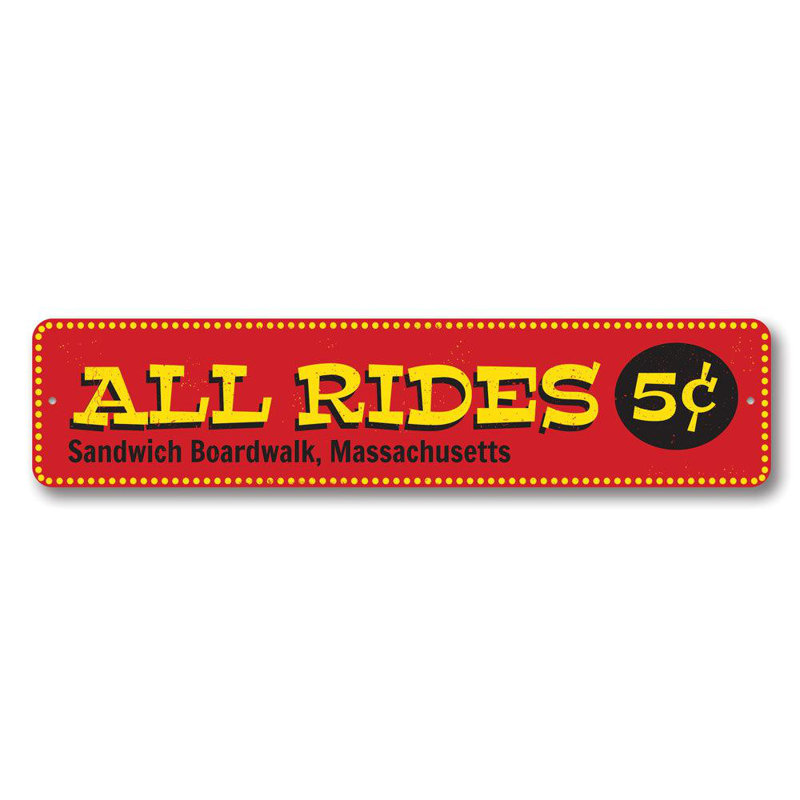 Panneau en aluminium Boardwalk Rides, H 4 po x l 18 po x P 0,04 po
