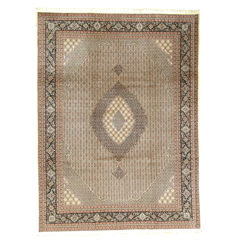 Tapis rectangulaire en laine noué à la main