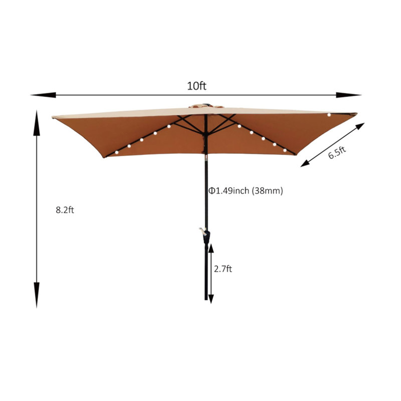 Parasol lumineux à énergie solaire à DEL, Brun