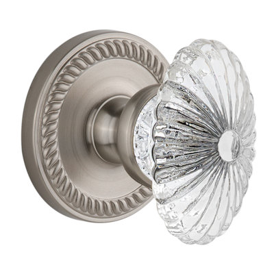 Rosace double avec bouton de porte en cristal bourgogne Grandeur Newport