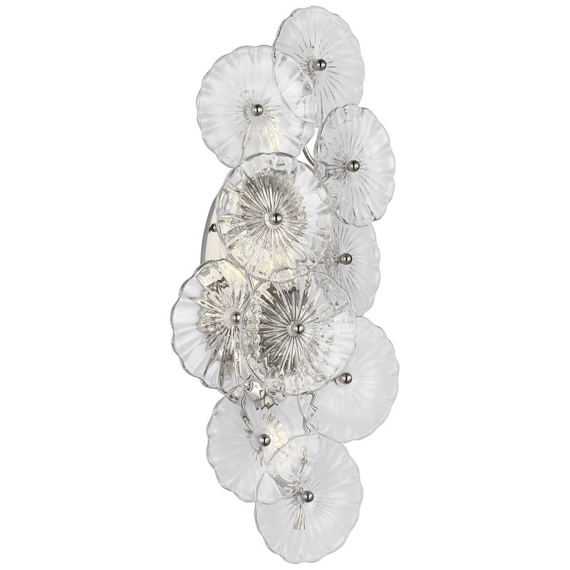 Julie Neill Gianna 21" Layered Sconce with Clear Glass, Clear, Burnished Silver Leaf