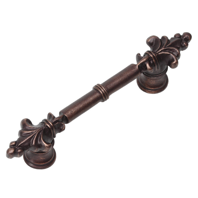 Charlemagne classic 4 inches c.c. pull with small Fleur De Lys on endsin Gilded Mercury, 3", Oil Rubbed Bronze