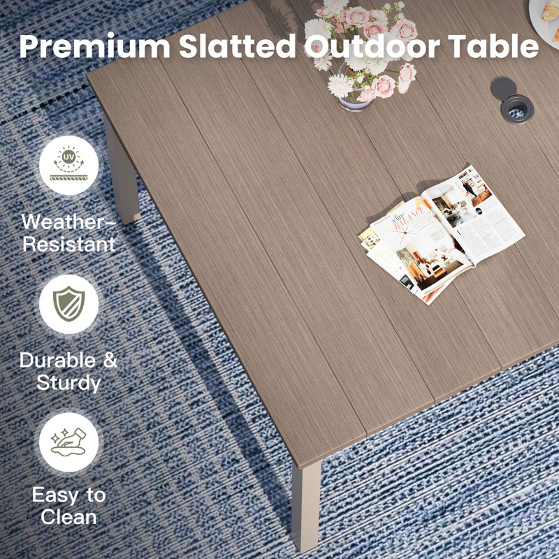 Rectangular Outdoor Patio Dining Table, Brush Wood Gray