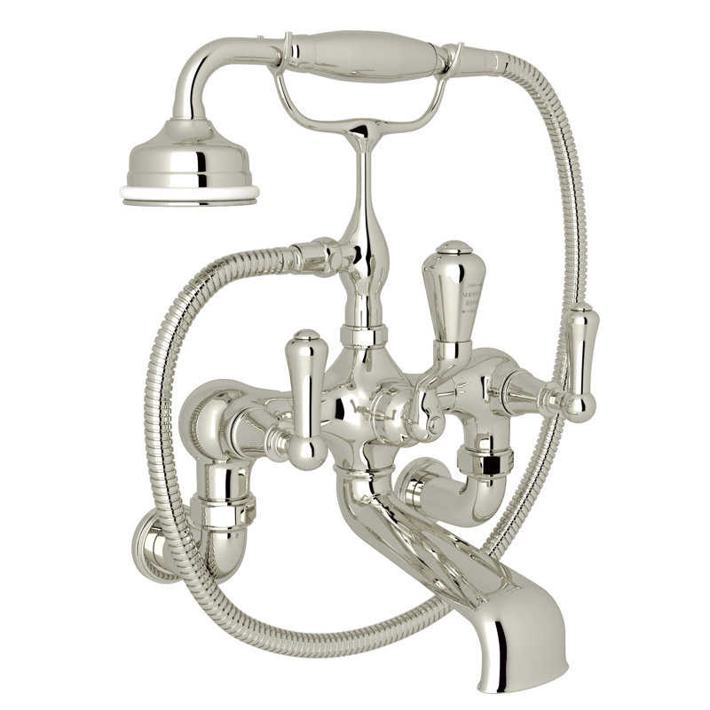 Georgian Era™ Exposed Wall Mount Tub Filler, Polished Nickel, Metal Lever Handle