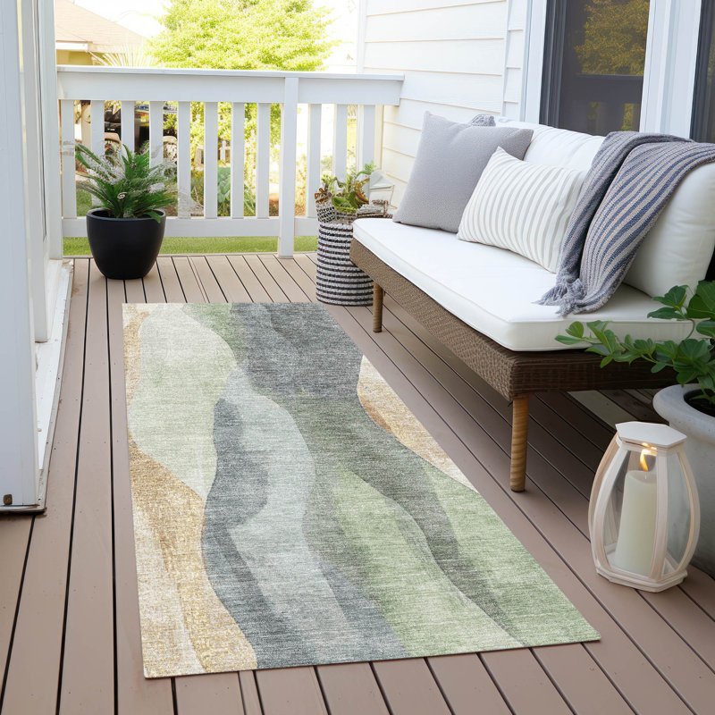 Machine Washable Indoor/Outdoor Xhevrie Aloe Rug, Runner 2'3" x 7'6"