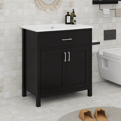 30-Inch Space-Saving Bathroom Vanity With Ceramic Sink