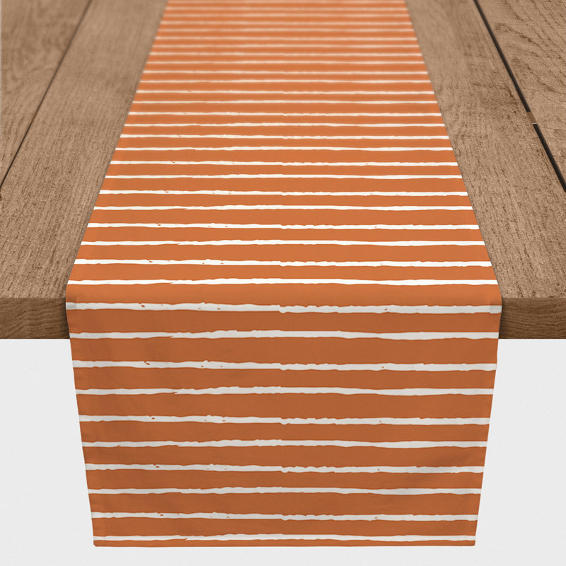 Alue Rectangle Striped Polyester Table Runner, 90" x 16", Light Orange, Striped 2