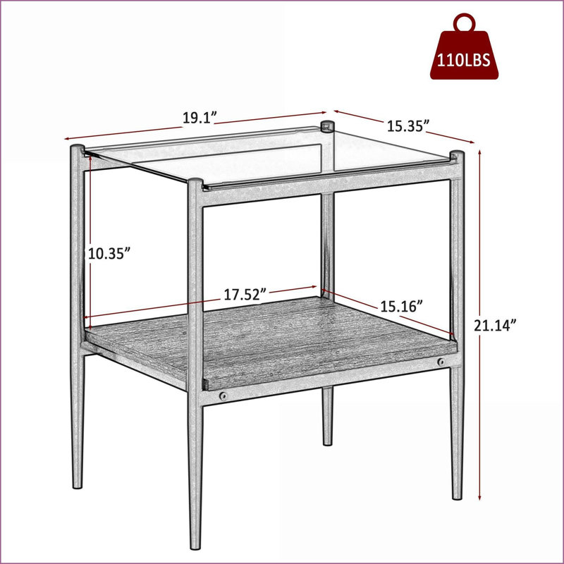 Ensemble de 2 tables basses en verre trempé gris avec pieds en fer, facile à nettoyer et amp; Gain de place pour le salon