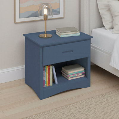 Ashville 23" Transitional Wood Nightstand with Single Drawer, Lower Storage Cubby & Integrated Cutout Handles