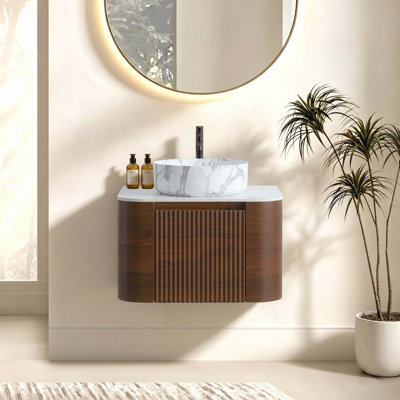 Meuble-lavabo mural 24 po avec meuble-lavabo simple en céramique et porte-serviettes gratuit