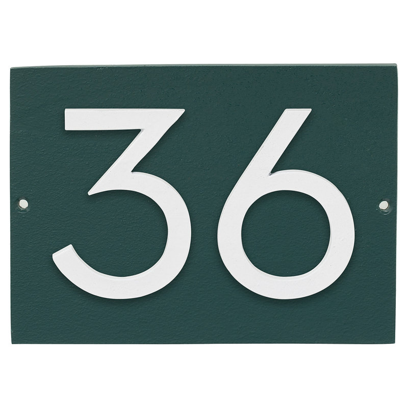 Plaque d’adresse murale sur 1 ligne flottante, Vert forêt, Blanc, Oui