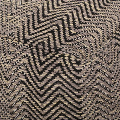 Pouf with Chevron Pattern, Walnut Brown &amp; Beige Cotton, Fully Assembled | Brown | Fabric