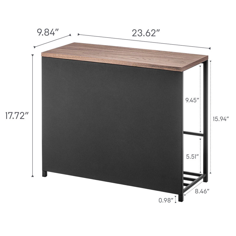 Black Steel and Wood Entryway Storage Bench with Concealed Storage