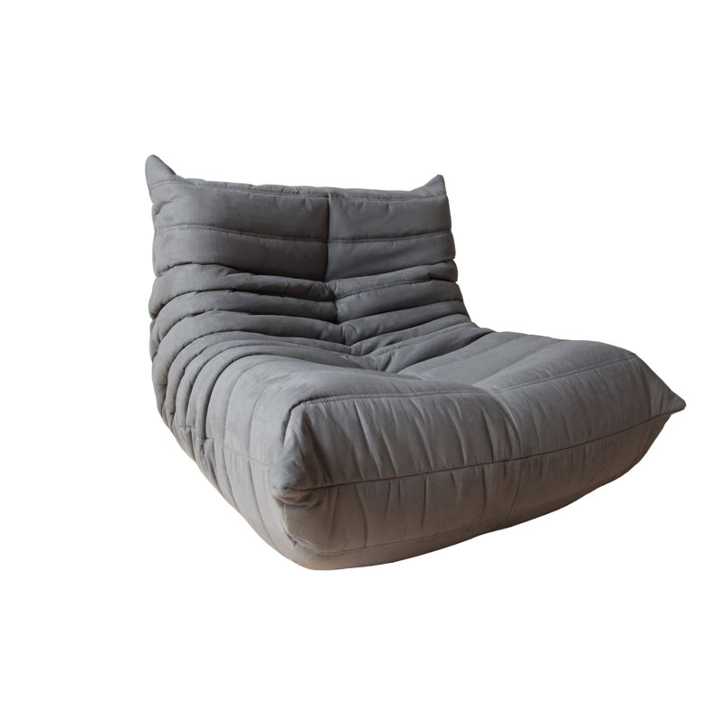Fauteuil en velours capitonné large de 86,36 cm Skegness, Gris