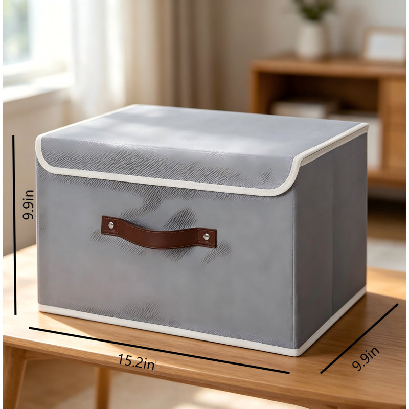 Boîtes de rangement en tissu avec poignées, grand gris, conception pliable, convenant au rangement à la maison. Ensemble de 4.