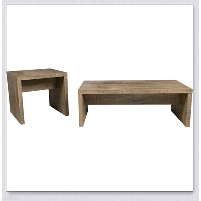 Brianna Mango Wood 2-Piece Rectangular Coffee and End Table Set, Rustic Charm with Modern Simplicity for Any Living Space