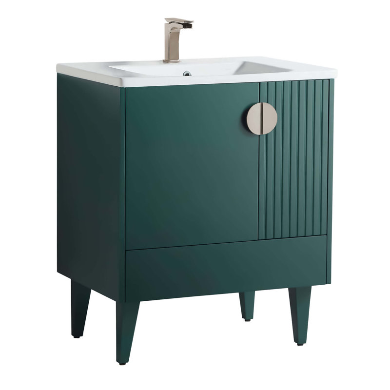 Ensemble de meuble-lavabo simple 30 po Saimah, Vert, Nickel satiné