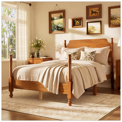 Full Size Spindle Bed Frame, Wood Bed Frame with Headboard, Traditional Wood Spindle Post Bed, Vintage Platform Bed, No Box Spring Required, Easy Assembly