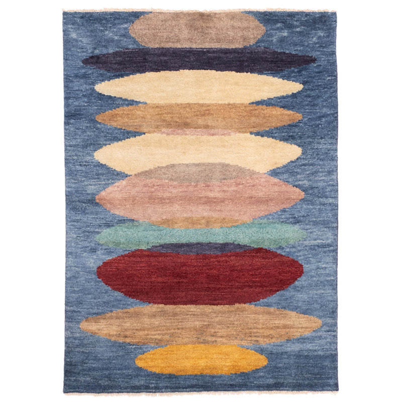 Tapis bleu Peshawar Ziegler 4 pi 3 po x 6 pi 3 po