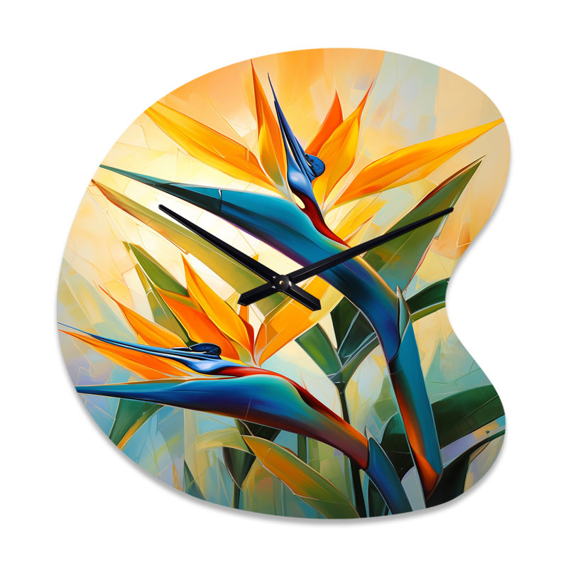 Horloge asymétrique en forme de bleu, profil unique en forme de paradis II - oiseaux de paradis, Petit