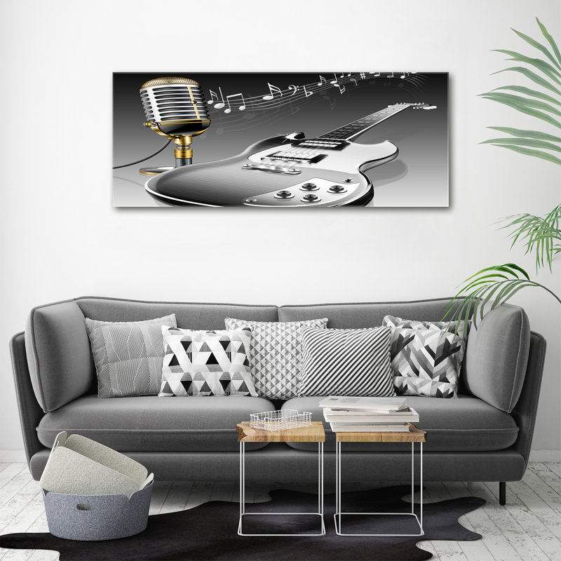 Guitar And Microphone - No Frame Print on Canvas