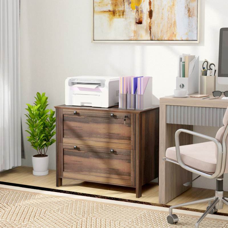 2 Drawer File Cabinet With Lock, Lateral Filing Cabinet With Keys And Adjustable Hanging Bar For Letter, A4 And Legal Size, File Cabinet For Home Office
