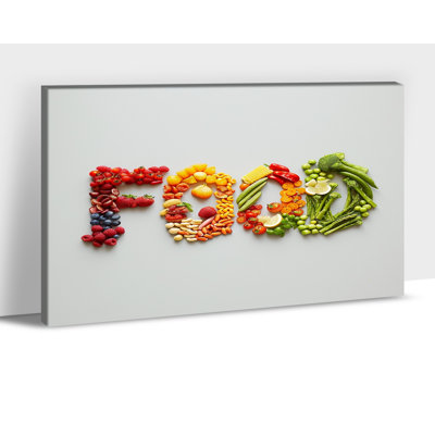 Grand art alimentaire sur toile, mots, fruits, légumes, noix, cuisine moderne, impressions sur toile, affiche de photo de salle à manger, œuvre d'art pour la cuisine, décoration murale, 24 po x 32 po