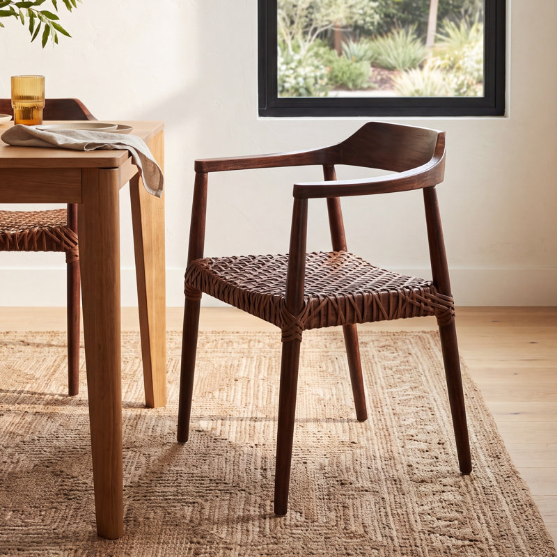 Bruna 22'' Wide Dinning Chair, Unfinished Natural, Cognac Genuine Leather