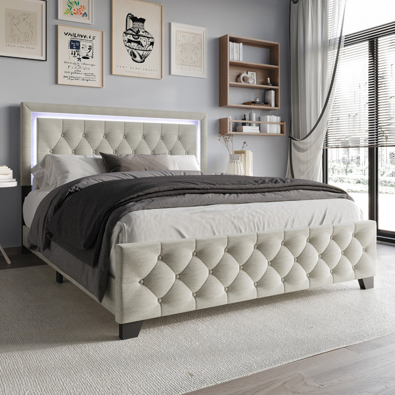 Lit tapissier standard Brookneal, Grand, Gris chaleureux
