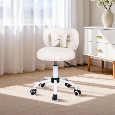 Chaise de bureau Furniture avec nœud, chaise pivotante rembourrée avec roulettes et hauteur réglable