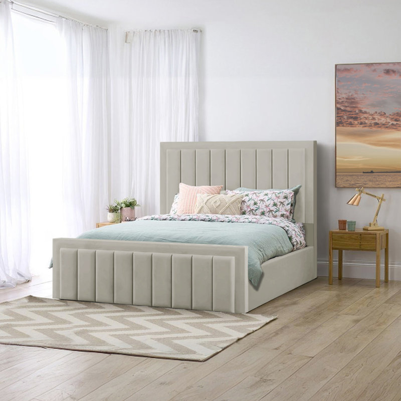 Antrone Upholstered Ottoman Storage Bed, Kingsize (5'), Silver