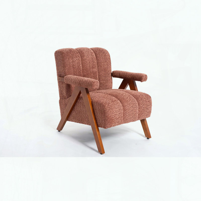 Méridienne en chenille nuage - Structure en bois massif - Rouge rouille, H 30,31 po x l 30,31 po x P 26,97 po, Rouge rouille