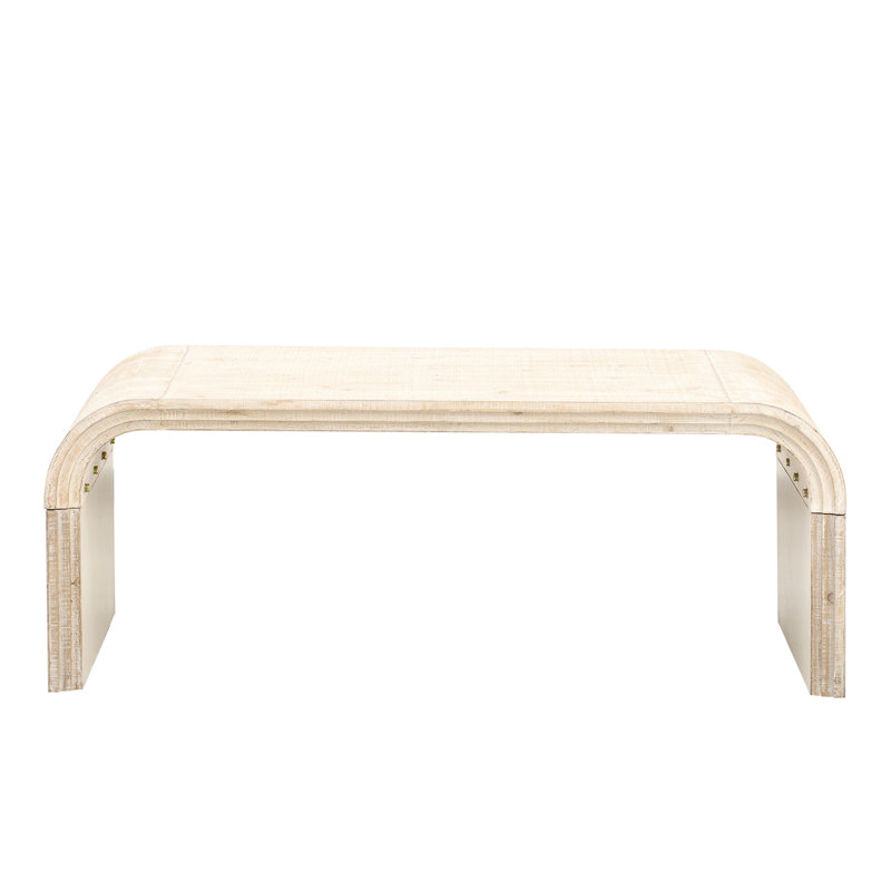 Table basse en bois naturel délavé - Art courbé pour la maison Rétro élégance Placage de sapin Capacité de charge de 200 lb Élément de rainure attrayant