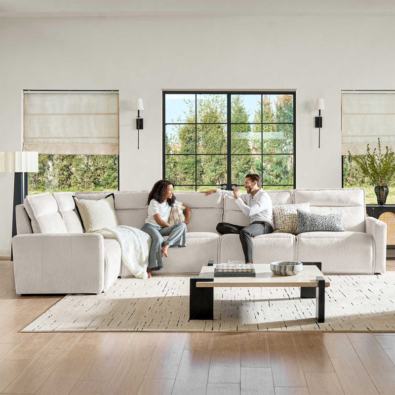 Canapé modulaire inclinable électrique surdimensionné de 124 po Majida avec siège inclinable Majida, Dawn Glow