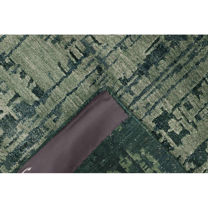 Abstract Area Rug in Green, Rectangle 9' x 12', Wool