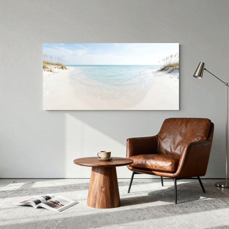 Ensemble de 1 tableau sur toile représentant une scène de plage, L 32 po x H 16 po, Toile tendue