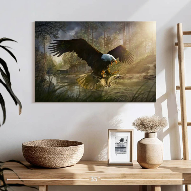 Brampt Bald Eagle Catching Fish, 16" H x 24" W