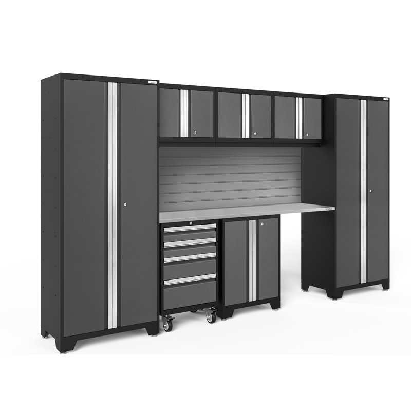 Bold Series 8 Piece Cabinet Set, Gray, No Light, Stainless Steel