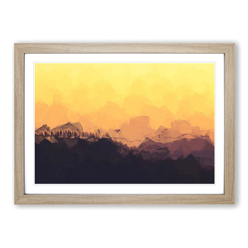 Sunset View in Abstract - Picture Frame Graphic Art Print, Oak Framed, 62cm H x 87cm W x 2cm D
